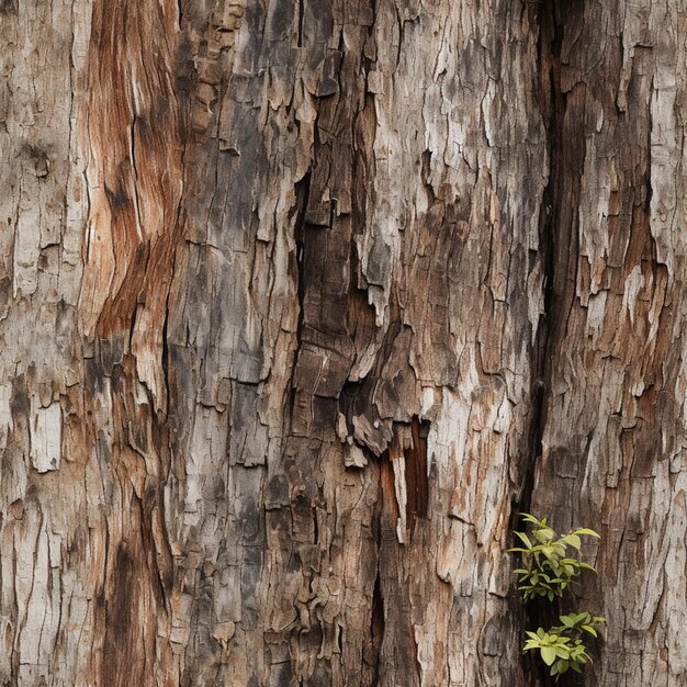 Il y a une petite plante qui pousse de l'écorce d'un arbre génératif ai