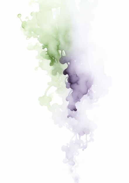 Photo il y a une photo d'une aquarelle représentant un nuage vert et violet ai génératif