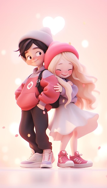 Il y a une photo de dessin animé d'un couple s'étreignant.