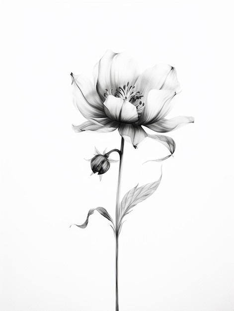 il y a une photo en noir et blanc d'une fleur dans un vase ai génératif