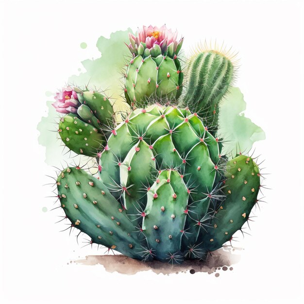 Photo il y a une plante de cactus avec une fleur rose sur elle.