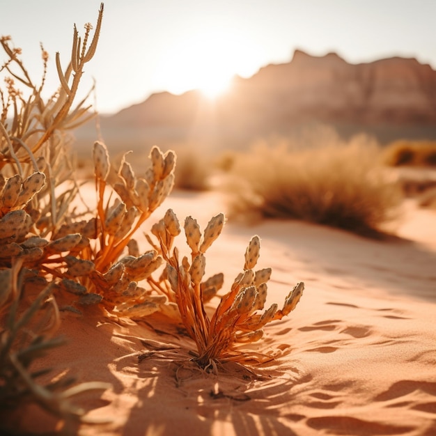 Photo il y a une plante qui pousse dans le sable.