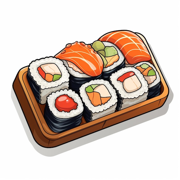 Il y a un plateau de sushi avec différents types de sushi génératif ai