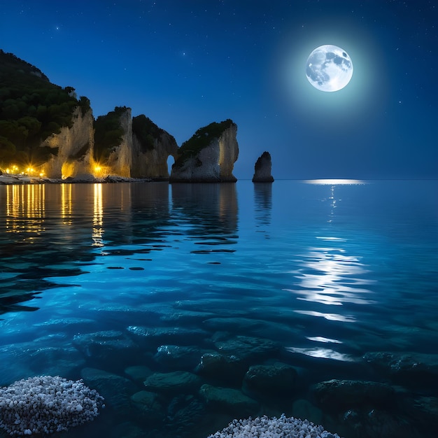 Photo il y a quelque chose d'indéniablement captivant dans les réflexions nocturnes au clair de lune dans l'eau, surtout quand