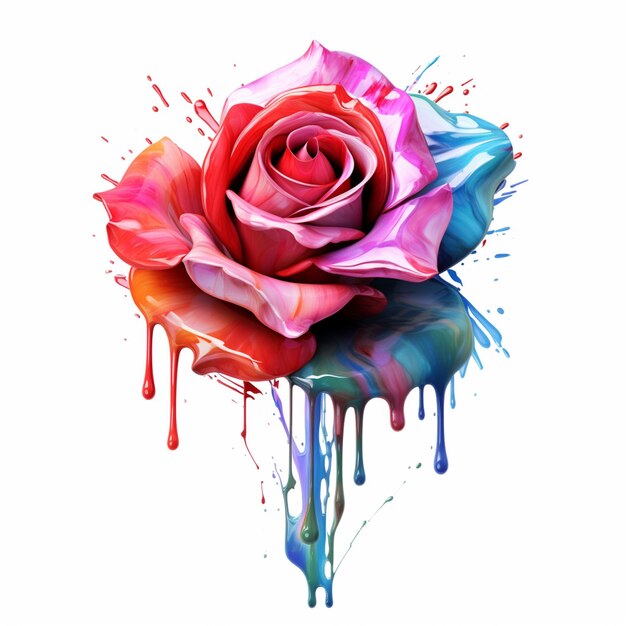 Il y a une rose avec beaucoup de peinture dessus.