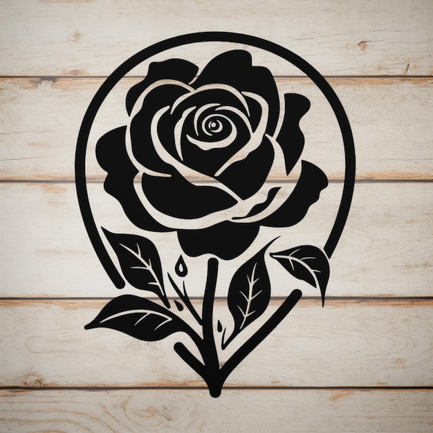 Il y a une rose noire sur un fond de bois blanc génératif ai