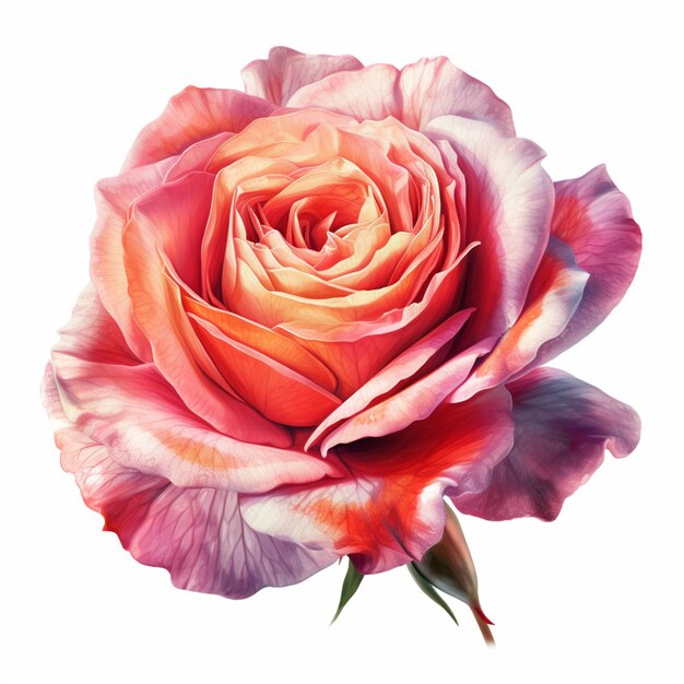 Il y a une rose rose avec un fond blanc et un fond blanc génératif ai