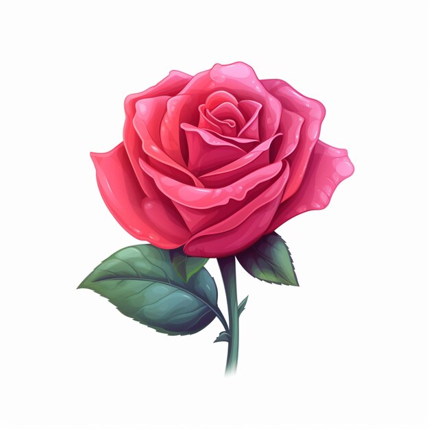 il y a une rose rose et verte avec des feuilles ai générative