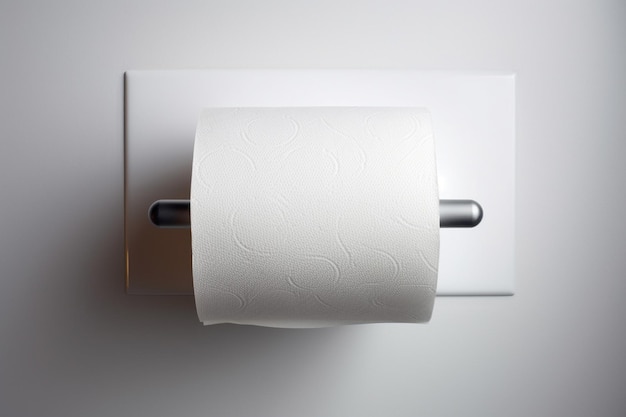 Il y a un rouleau de papier toilette accroché à un mur générative ai