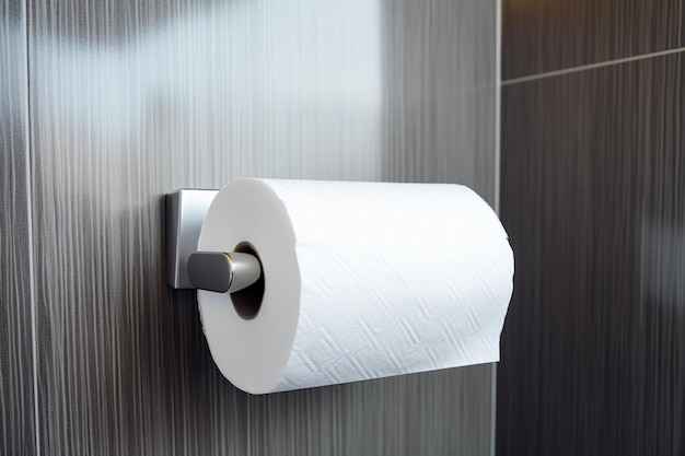 Il y a un rouleau de papier toilette accroché à un mur générative ai