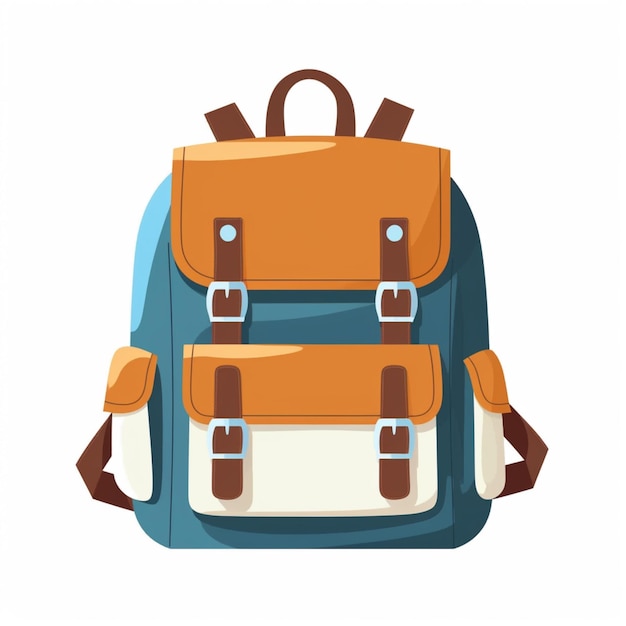 Il y a un sac à dos avec une sangle brune dessus.