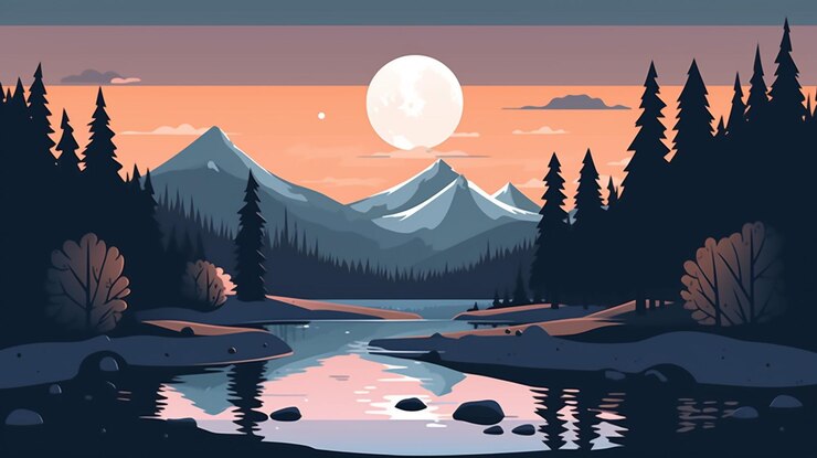 Photo il y a une scène de montagne avec une rivière et des arbres génératifs ai
