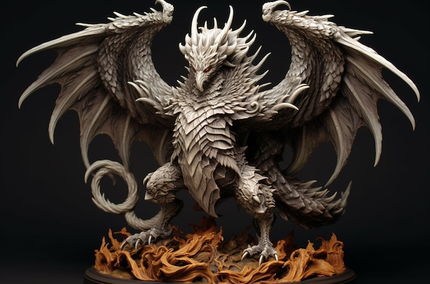 Il y a une statue d'un dragon avec un dragon comme corps génératif ai