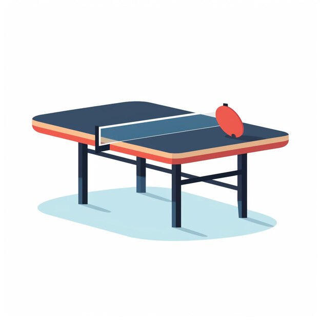 Photo il y a une table de ping-pong avec une balle rouge dessus ia générative