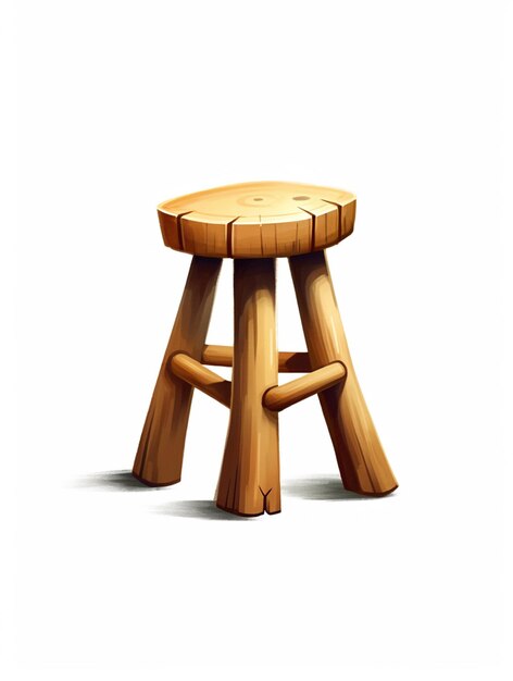 Il y a un tabouret en bois avec un siège en bois dessus.