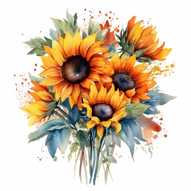 Il y a un tas de tournesols qui sont peints à l'aquarelle ai générative