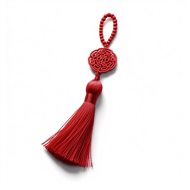 Il y a un tassel rouge avec une perle rouge et un tassel rouge génératif ai