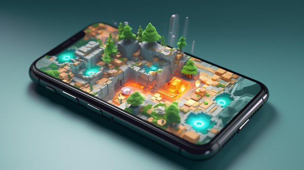 Il y a un téléphone portable avec un jeu sur l'écran génératif ai