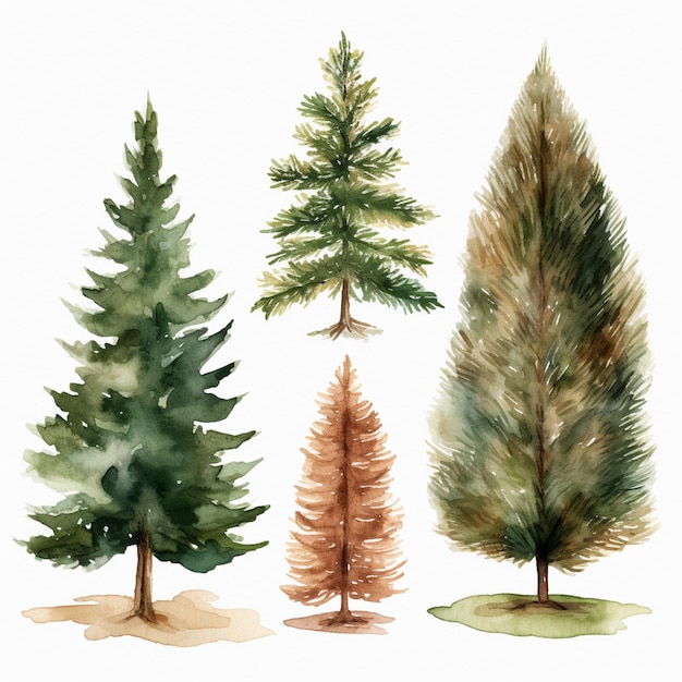 Il y a trois arbres qui sont peints dans des couleurs différentes.