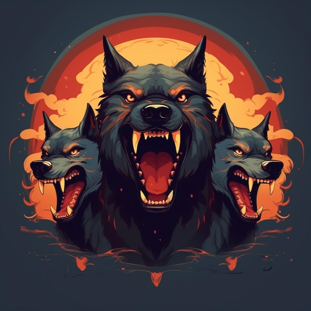 Il y a trois loups avec leur bouche ouverte et leur bouche ouverte générative ai