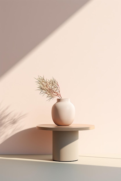 Photo il y a un vase blanc avec une plante dedans sur une table générative ai