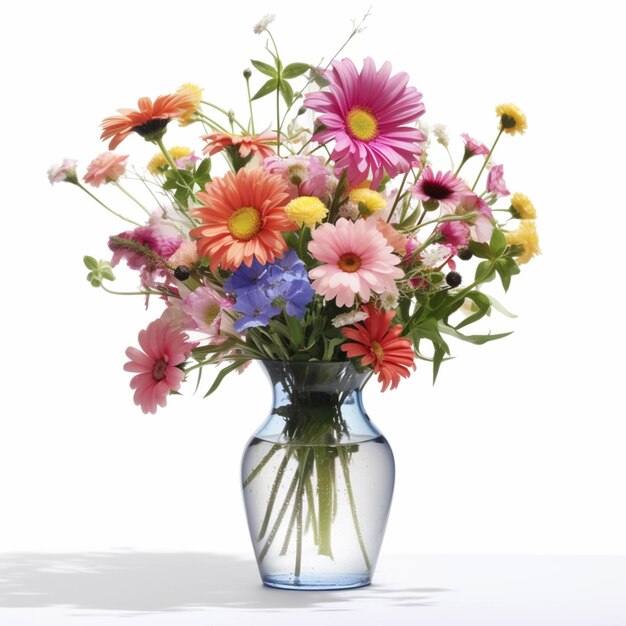 Il y a un vase avec un bouquet de fleurs dedans générative ai