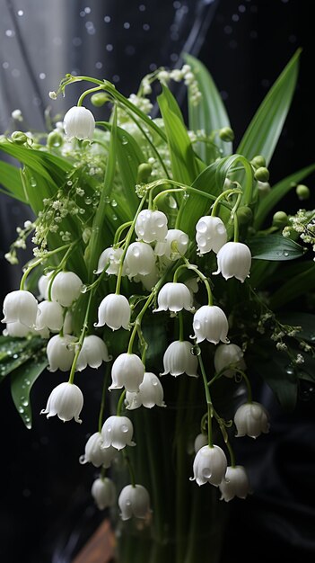 Photo il y a un vase de fleurs posé sur une table ai générative