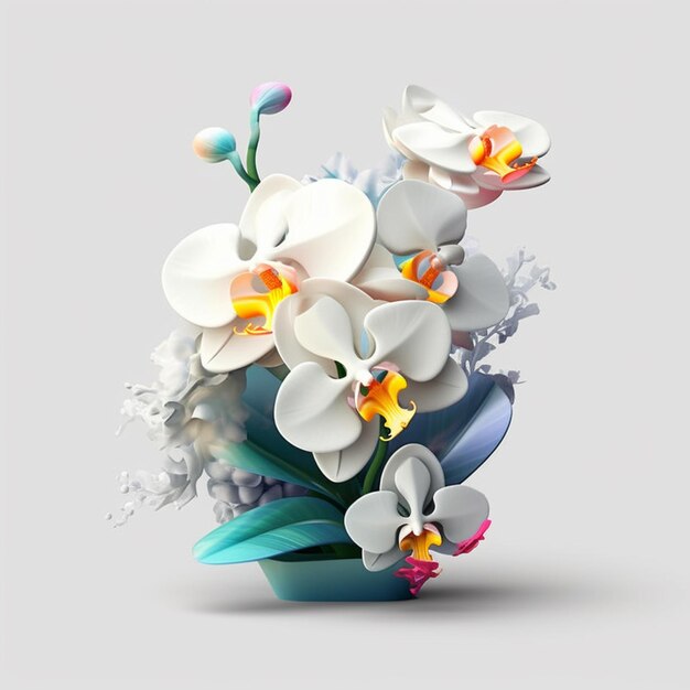 Il y a un vase avec des fleurs qui sont en elle générative ai