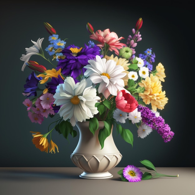 Il y a un vase avec des fleurs sur une table ai générative