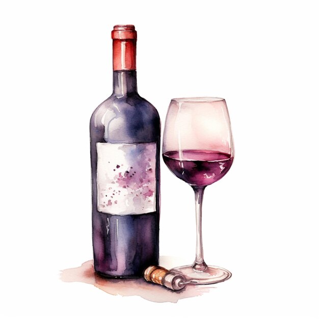 Il y a un verre de vin et une bouteille de vin sur la table.