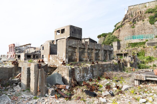 L'île abandonnée des cuirassés de la ville de Nagasaki au Japon