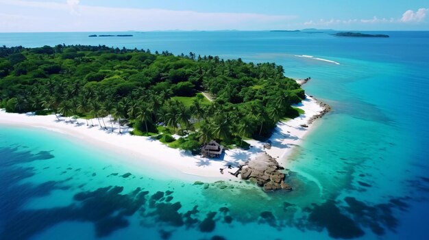 Photo une île avec des arbres et de l'eau bleue