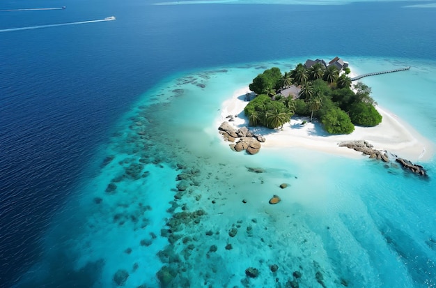 Photo une île au milieu de l'océan une oasis sereine entourée de vastes mers