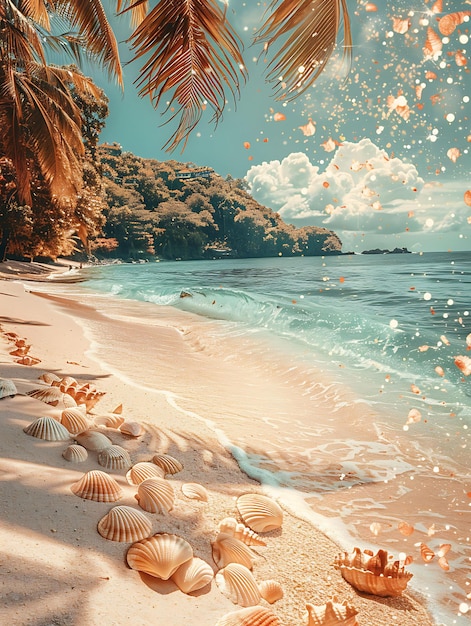 L'île de Boracay aux Philippines avec une illustration de texture de sable en poudre Décor d'arrière-plan tendance