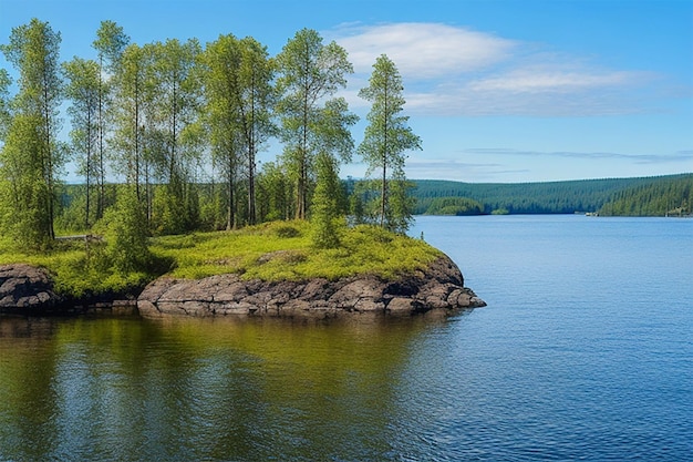 Une île dans l'eau bleue de la mer