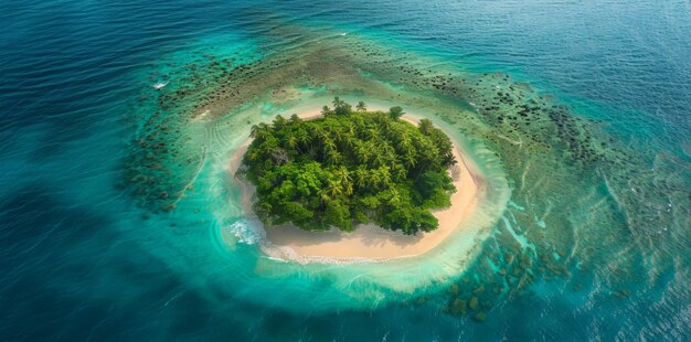 Une île éloignée dans l'immensité de l'océan