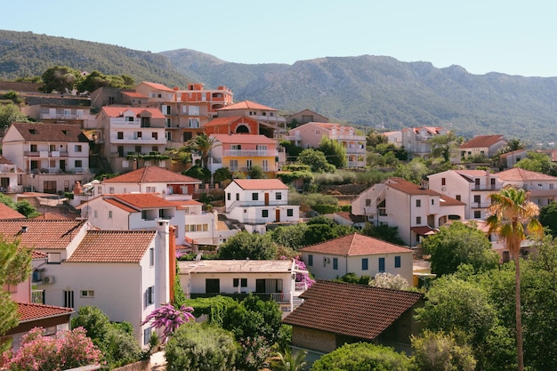 L'île de Jelsa Hvar en Croatie La vue panoramique de la journée d'été sur la ville de Jelsa