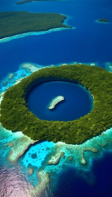 Photo l'île des maldives est entourée d'un lagon bleu.