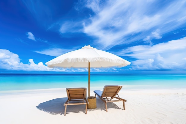 île paradisiaque station balnéaire avec paysage marin plage de sable blanc et eau bleue lit de plage parasol été