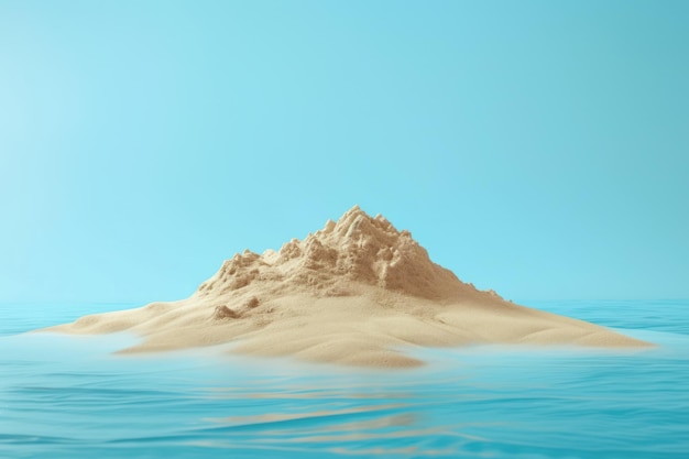 Photo une île de sable 3d isolée sur un fond bleu x9xa