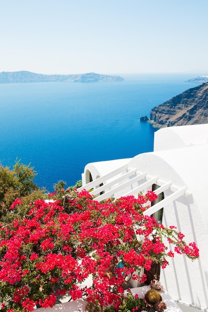 Photo Île de santorin, grèce. beau paysage d'été, vue mer.