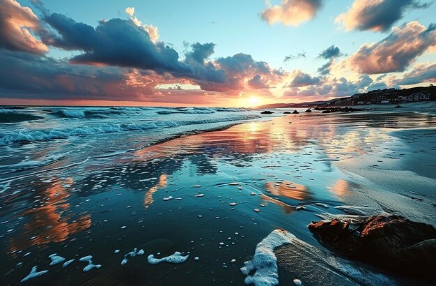 une île tropicale au coucher du soleil