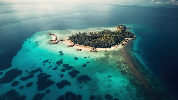 Une île tropicale dans la mer azur Vacances idylliques touristiques