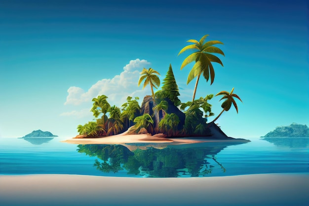 Photo une île tropicale flottant sur l'océan bleu une station balnéaire exotique des falaises et des jungles