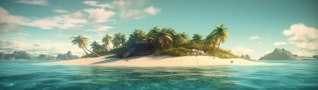 Une île tropicale avec des palmiers en arrière-plan