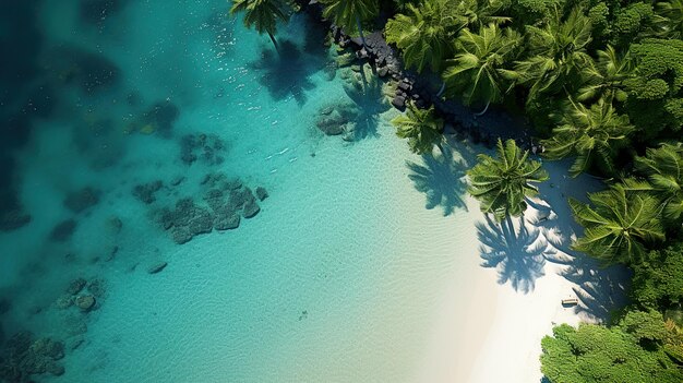 une île tropicale avec des palmiers et une plage en arrière-plan