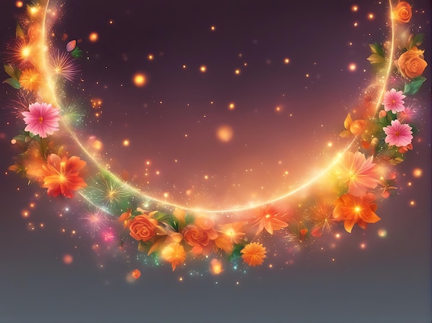 Photo illuminant navratri et diwali avec des diya florales vibrantes et des lumières pour une célébration festive