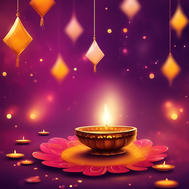 Illuminant Navratri et Diwali avec des Diya florales vibrantes et des lumières pour une célébration festive