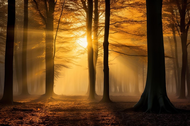 L'illumination dorée Une forêt à couper le souffle baignée de lumière