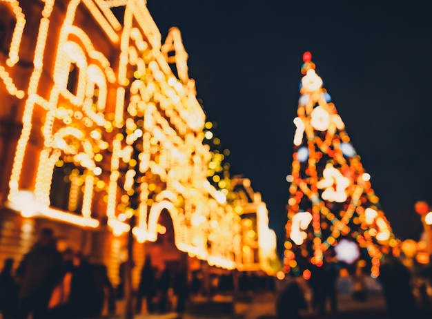 Illuminations de Noël et décorations de Noël et du Nouvel An à Moscou, en Russie. carré rouge